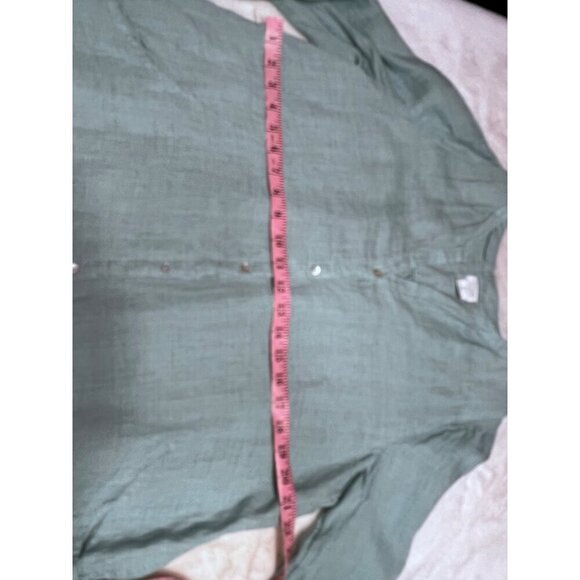 Sigrid Olsen mint linen button down blouse women size large - Picture 4 of 5